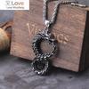 Never Fade Norse Dragon Snake Unlimited Self -Devourer Ouroboros Pendant Necklace With Wooden Box As Gift