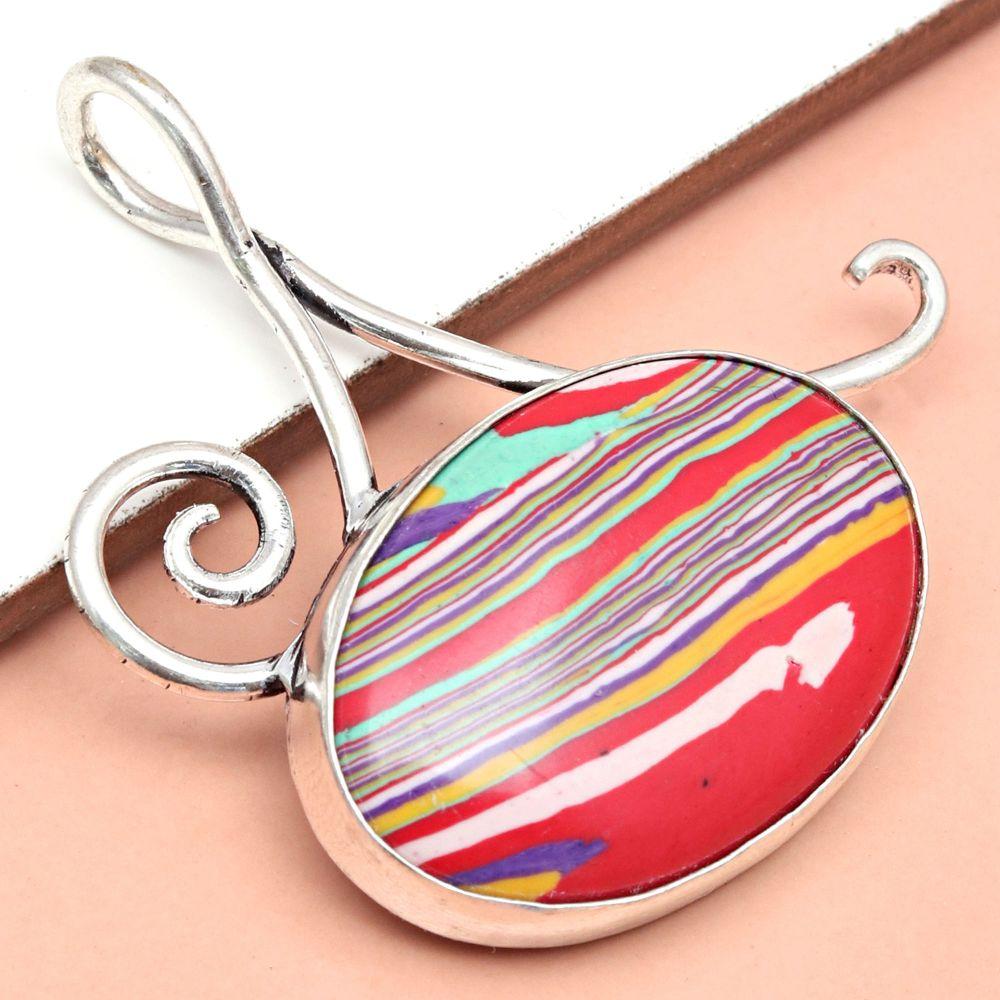 Pendant Turtella Jasper Gemstone Gift For Her Silver Jewelry 2.25"