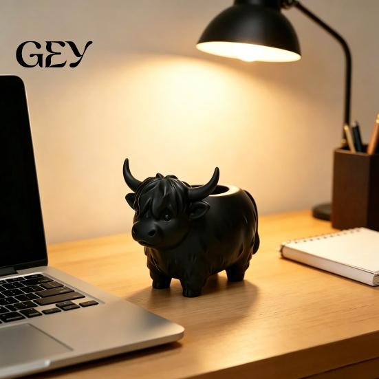 Desktop Plant Decoration Highland Cow Planter, Large Diameter Flower Pot, 3D Yak Nordic Style Pot Shape PLA Home Decor Opening