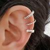 3 Pcs Women Ear Cuffs Rhinestone Smooth Polished C-shaped Non-pierced Anti-slip Stainless Lightweight Hip Hop Punk Lady Ear Clips Club Jewelry