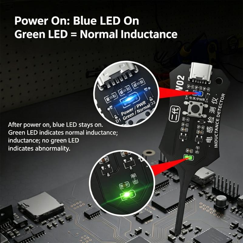 Motherboards Inductor Tester Board with Indicators Light, Double Power Support, and Phone Repair Diagnostic Use Inductance Detector