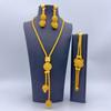 African Arabic Jewelry Three-piece Dubai Indian Ladies Necklace Bracelet Earrings Jewelry Set