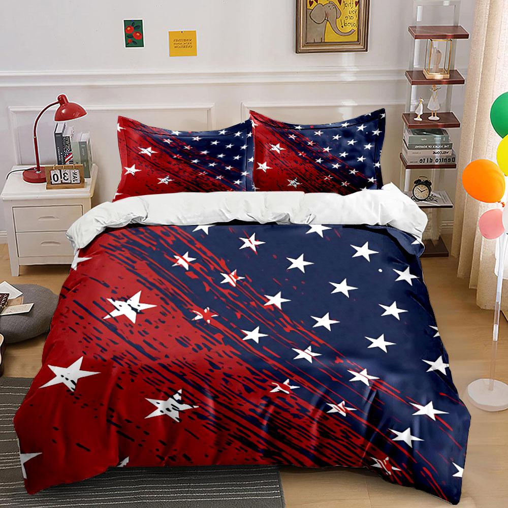 American Flag Star Bedding Set Bedding Duvet Cover Set Duvet Cover Pillowcases (1 * Duvet Cover 2 * Pillowcases, without duvet insert)