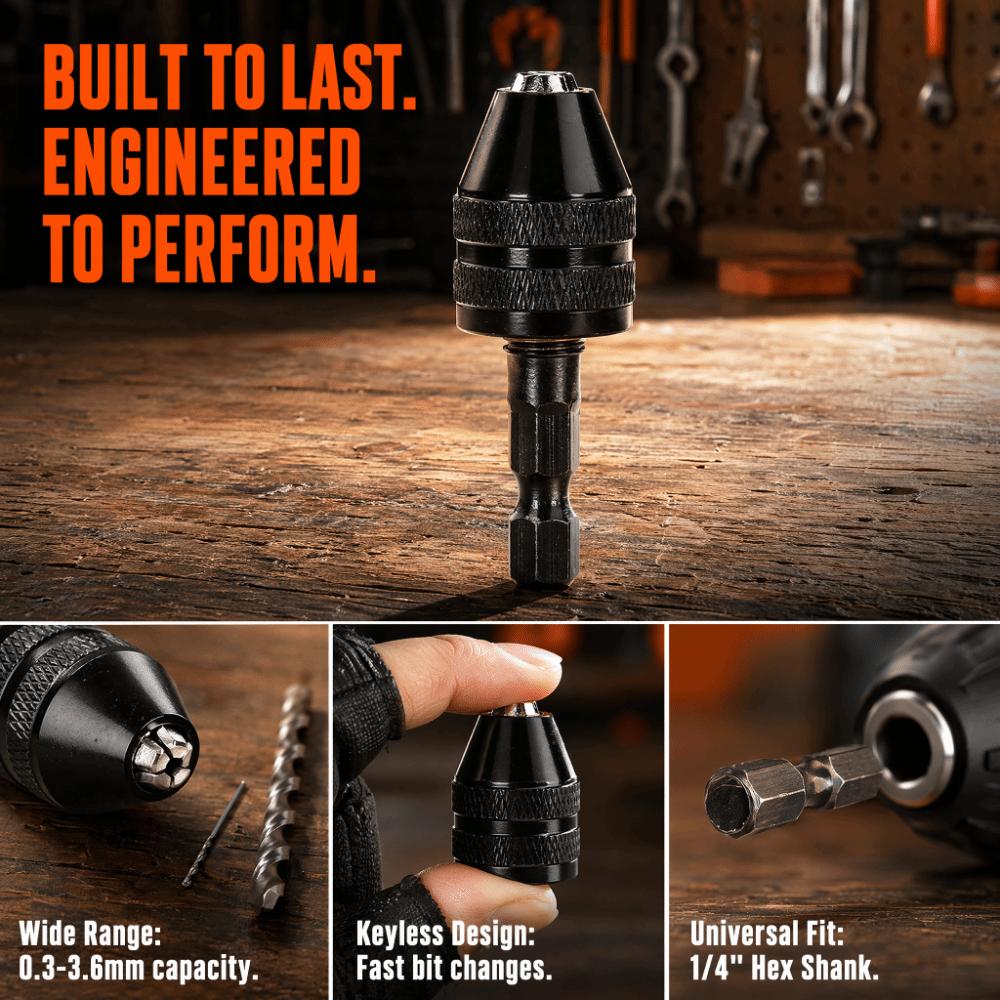 2pcs 0.3-3.6mm Capacity Keyless Drill Chuck 1/4 Inch Hex Shank Quick Change Chuck  For Power Drill