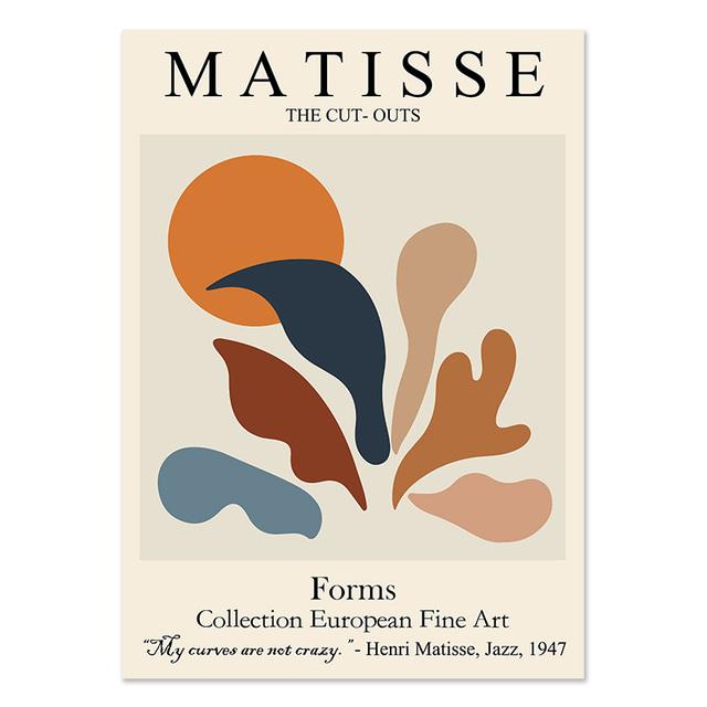 Abstract Matisse Line Face Coral Leaves Wall Art Canvas Painting Nordic Posters Prints Wall Pictures For Living Room Home Decor