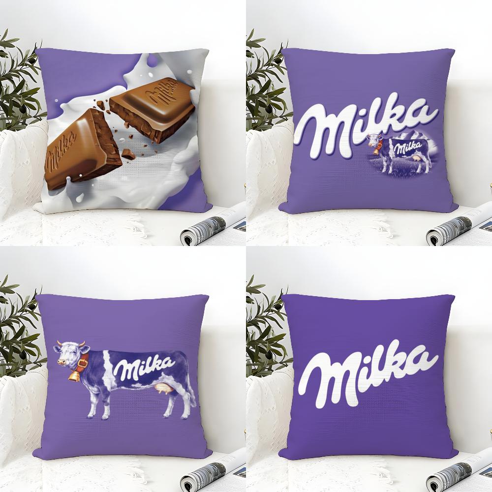 Забавная фиолетовая наволочка Milka из хлопково-льняной ткани, квадратная, на молнии, для дома, декора гостиной
