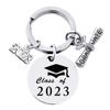 Graduation Gift Stainless Steel Keychain Rings Key Holder Creative Decorated Accessories