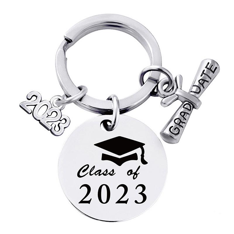 Graduation Gift Stainless Steel Keychain Rings Key Holder Creative Decorated Accessories