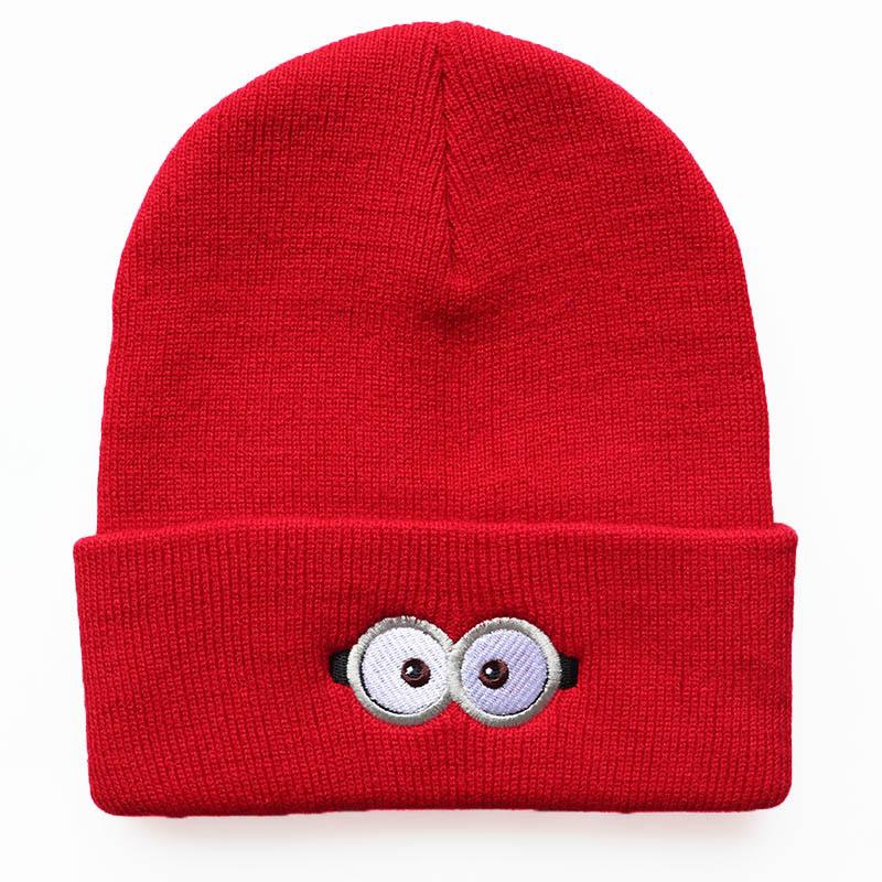 Вязаная шапка с вышитым рисунком аниме-глаза, теплая шапка с капюшоном для студентов мужского и женского пола, зимняя шапка
