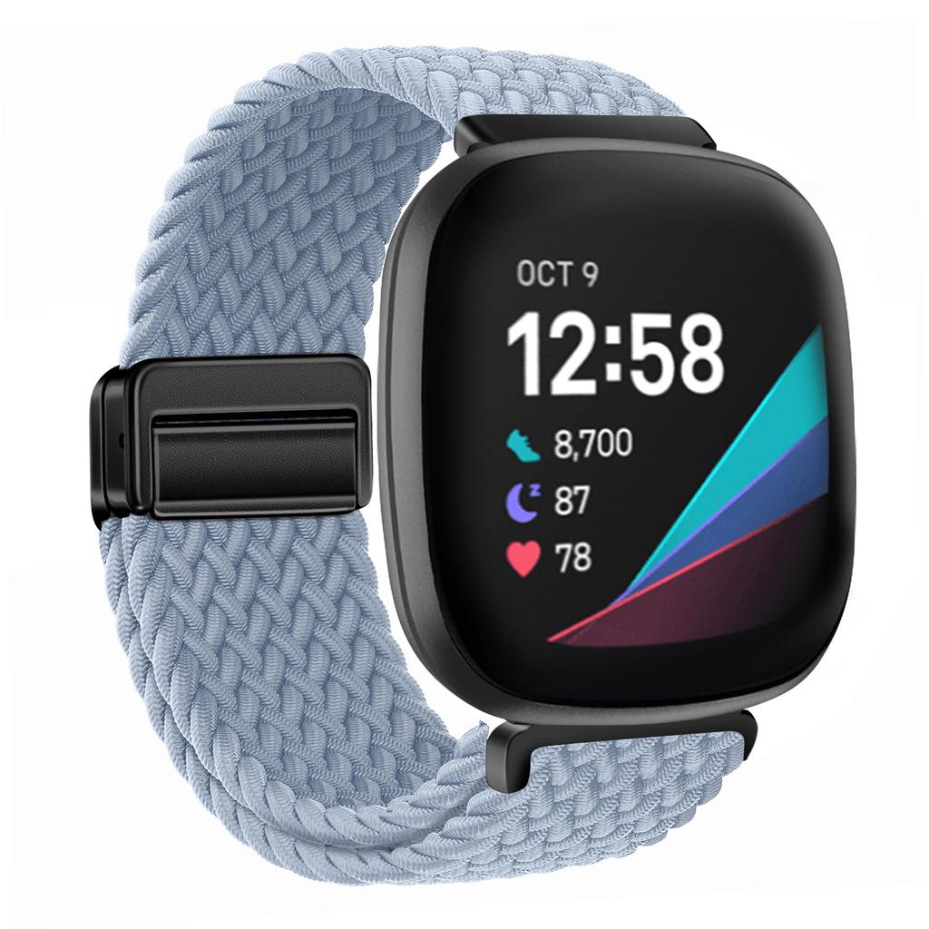 Плетеная нейлоновая петля-ремешок для Fitbit Versa 4/3, регулируемый металлический магнитный браслет-ремешок для Fitbit Sense 2/1, аксессуары для ремешка