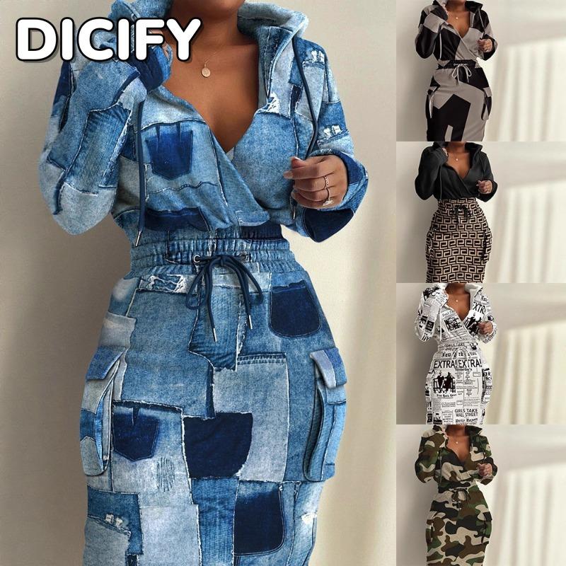 DICIFY Женская мода осень-зима повседневные платья с длинным рукавом