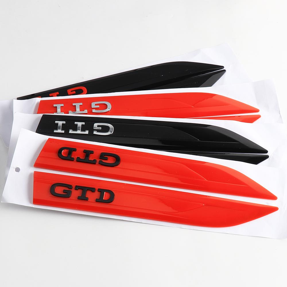 LMN1 2pcs 3D ABS GTI GTD Emblem Badge Car Door Fender Valve Cap For VW GTD GTI Golf Polo Tiguan Jetta Touran PASSAT CC Motion MK4 B6