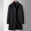 Мужское шерстяное пальто осень и зима средняя и длинная куртка Executive Lapel Take-off Goose Down Linen Двустороннее шерстяное пальто для деловых людей среднего возраста