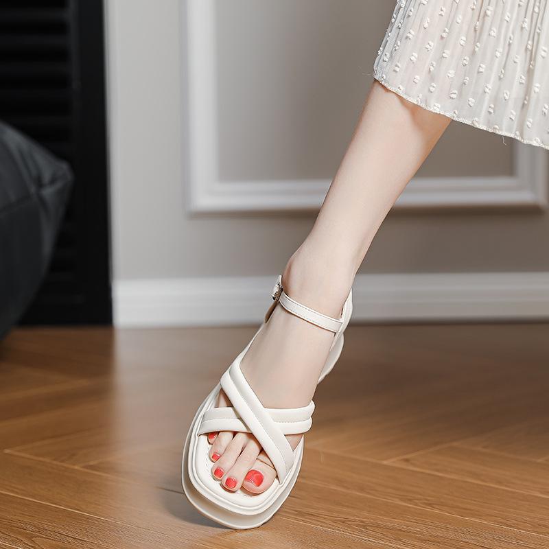 Босоножки на толстой подошве в сказочном стиле, женские летние новые, высококачественные, на мягкой подошве, на платформе, на толстом каблуке, с перекрестными ремешками, с застежкой-пряжкой на одном ремешке, женская обувь