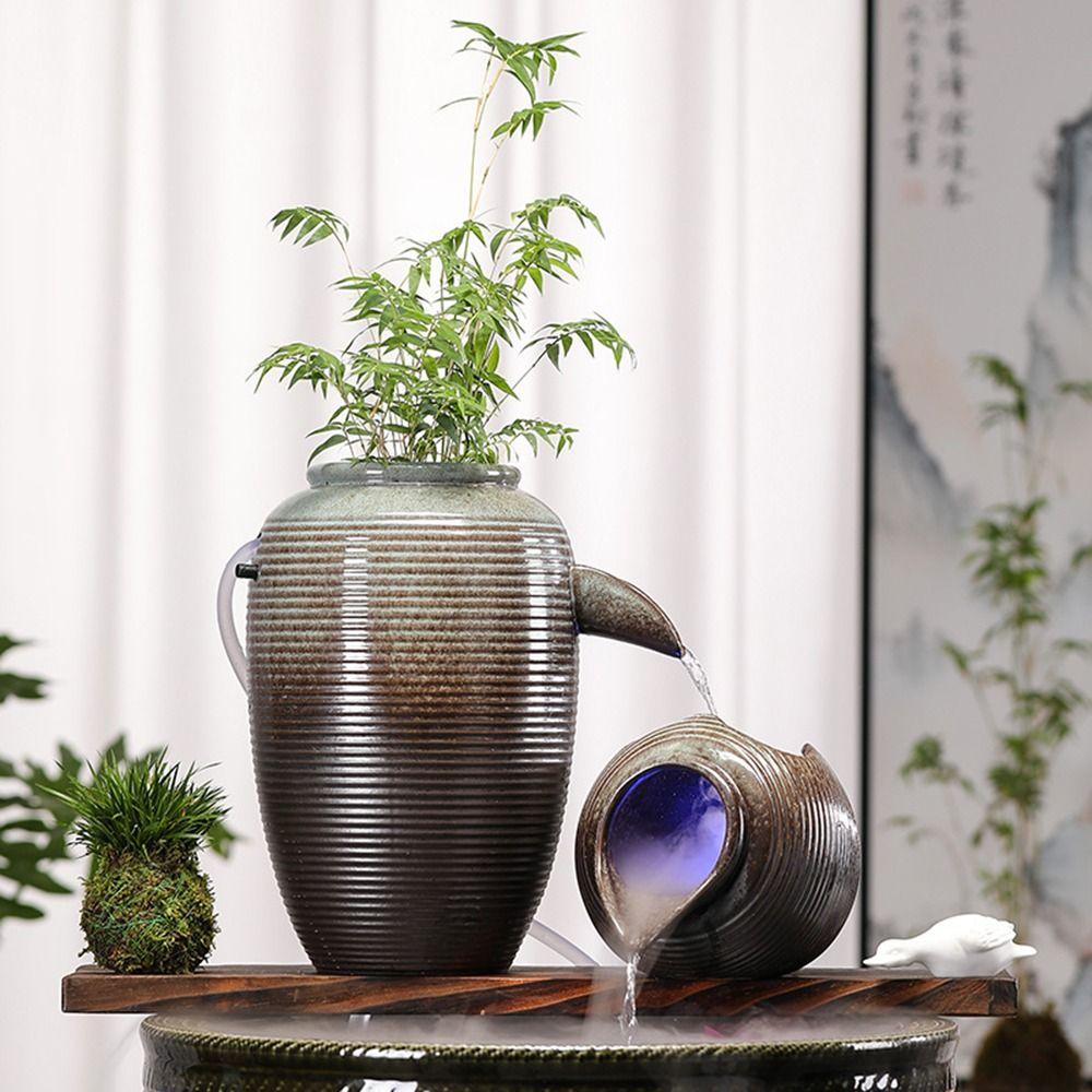 Декоративный керамический аквариум с циркулирующим водопадом с верхним отверстием, фонтан с текущей водой, офис