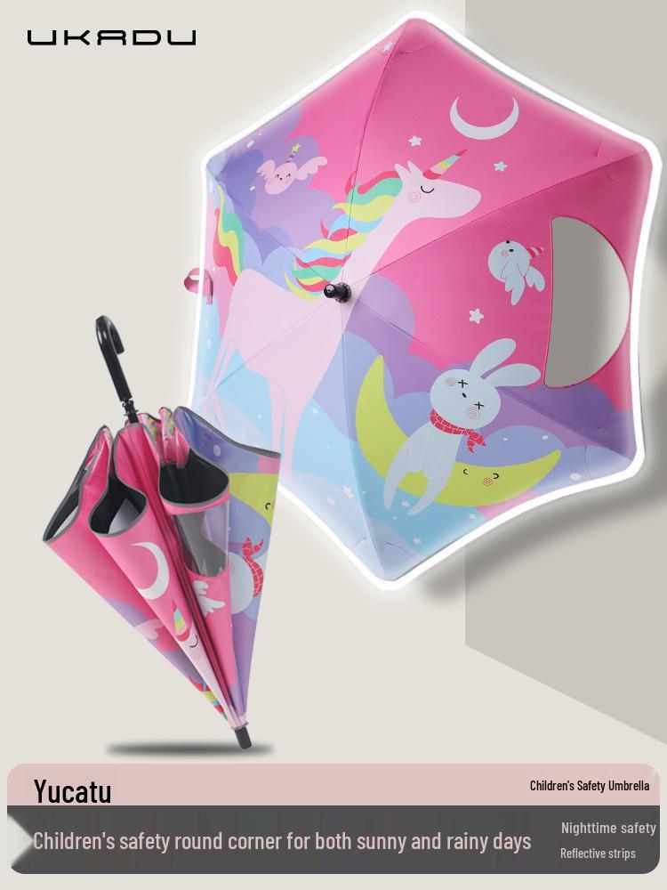 Kids' Adorable 3D Umbrella: Safe, Dual-Use Sunshade & Rain Cover
