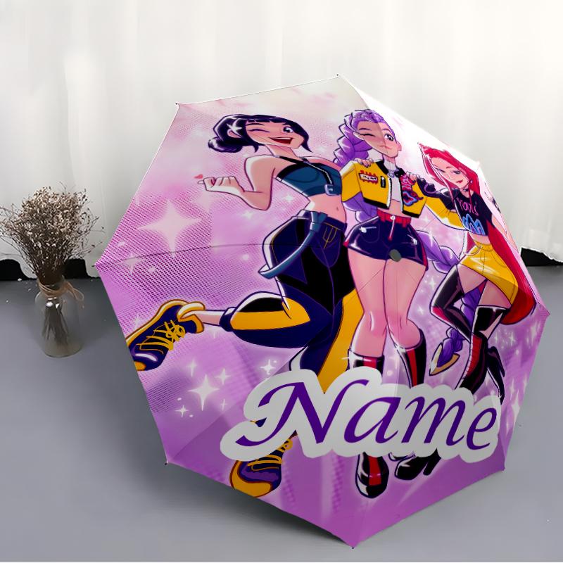 Personalized Name K-KPop Demon Hunters Print Umbrella - Automatic Open/Close, Eight-Rib Durable Frame, Automatic Folding Umbrella