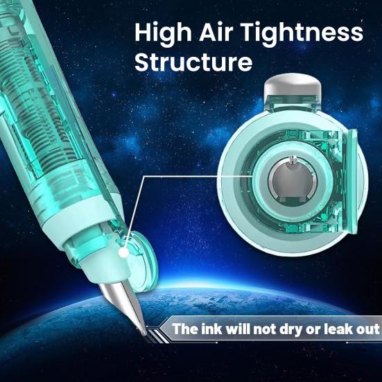 Retractable Fountain Pen Fine Nib Set 0.38mm Black/Blue Ink Transparent Barrel Pen with 5 Refillable Ink Cartridges for Sketching Journaling