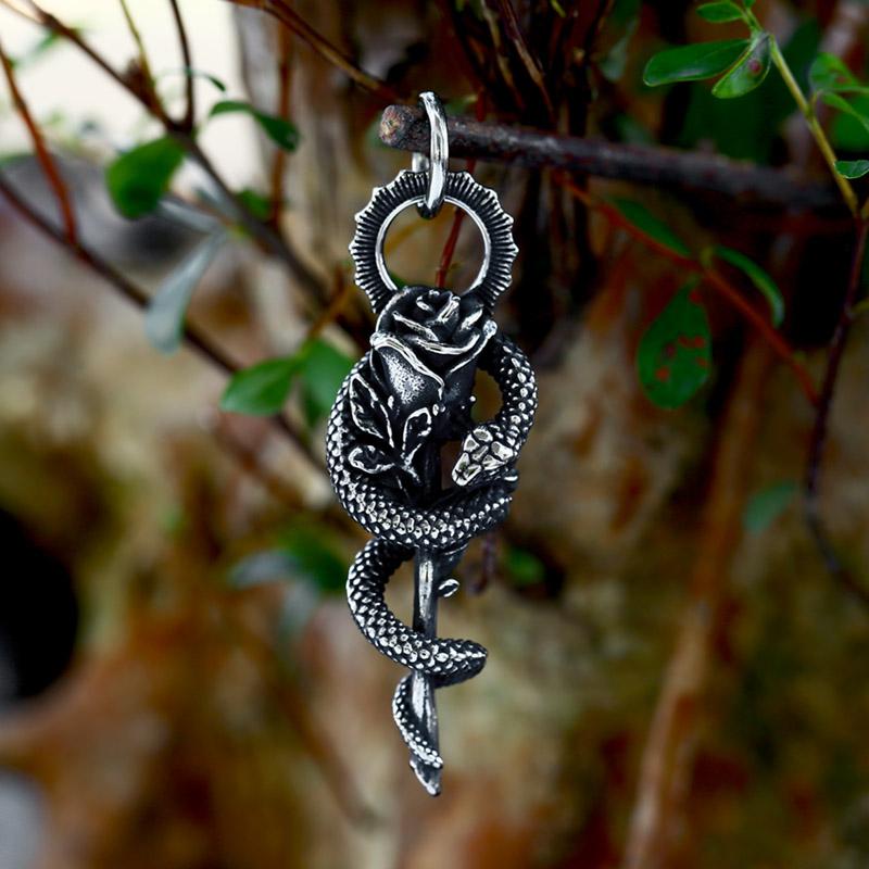 BEIER 2023 Новый Специальный Дизайн Змея Змеи обвивающие Цветок Розы Кулон Для Мужчин Уникальные Крутые Готические Украшения В Подарок Парню