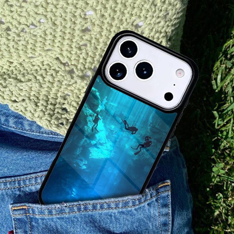 Scuba Diver Diving soft Phone Case For iPhone 17 AIR 16 Pro Max 15 14 Pro 11 12 13 Shockproof Silicone Cover