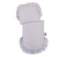 White wicker pushchair for dolls with gray bedding and soft lining