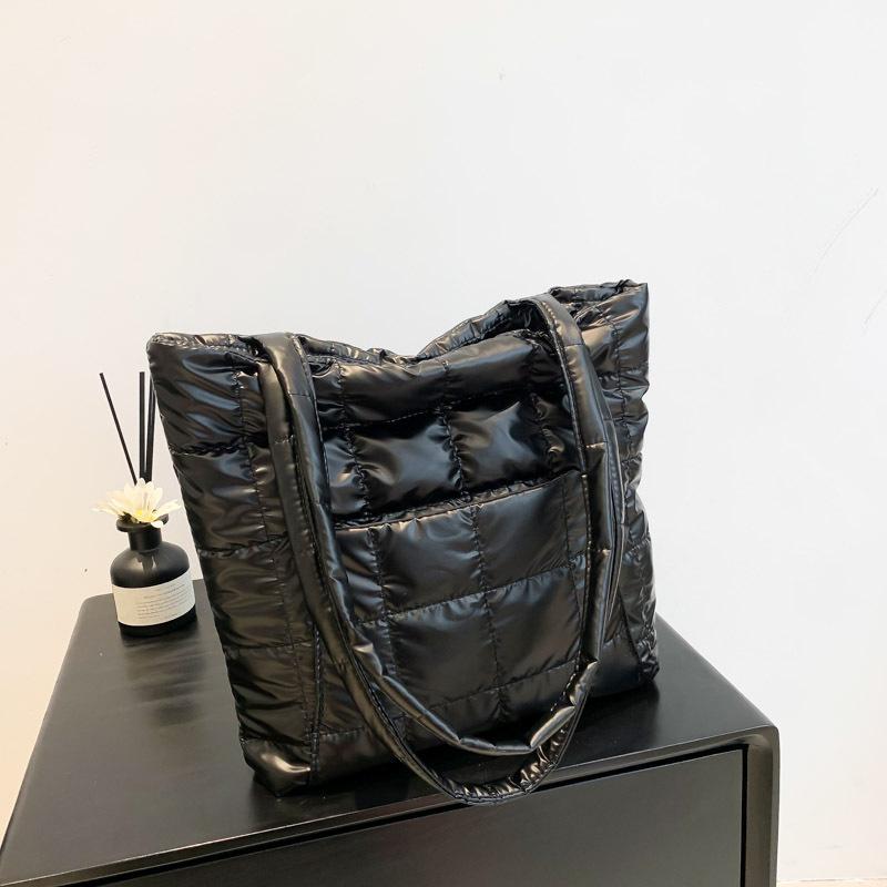 Высококачественная зимняя сумка-тоут большой вместимости, модная стеганая сумка с перьевым наполнителем, женская сумка под мышку, стеганая однотонная сумка через плечо KTB