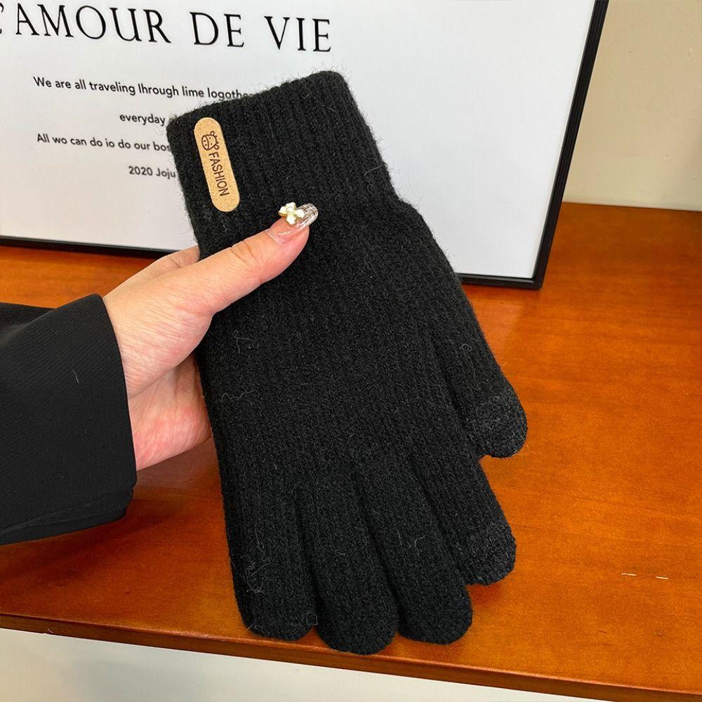 Варежки с закрытыми пальцами в корейском стиле, перчатки для велоспорта и вождения, подарок, вязаные перчатки, зима