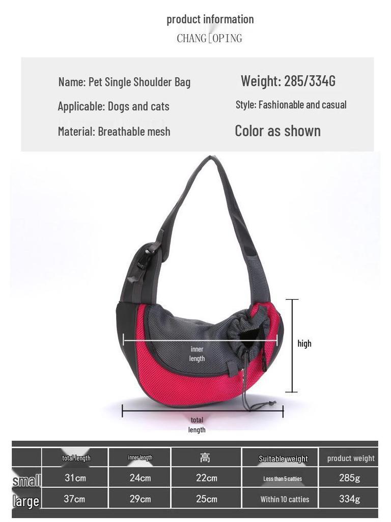 Breathable Crossbody Pet Bag for Cats & Dogs - Travel Shoulder Backpack