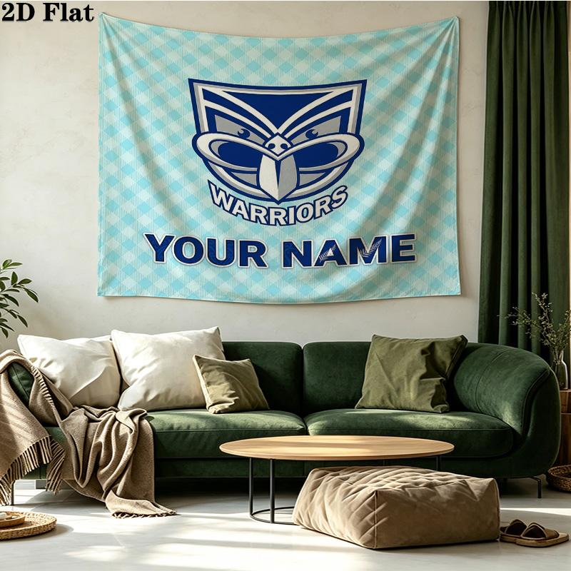 Custom Name New Zealand Warriors Printed Tapestry – Wall Hanging for Bedrooms, Dorms, and Home Decor