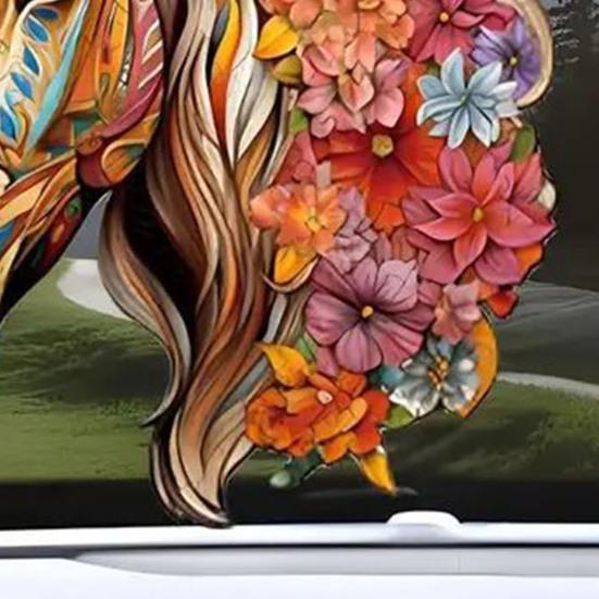 Лошадь Цветочные Украшения Акриловый Шарм для Зеркала Заднего Вида Автомобиля Фермерский Дом Рождественская Елка Дверной Дисплей Винтажный Декор Животных