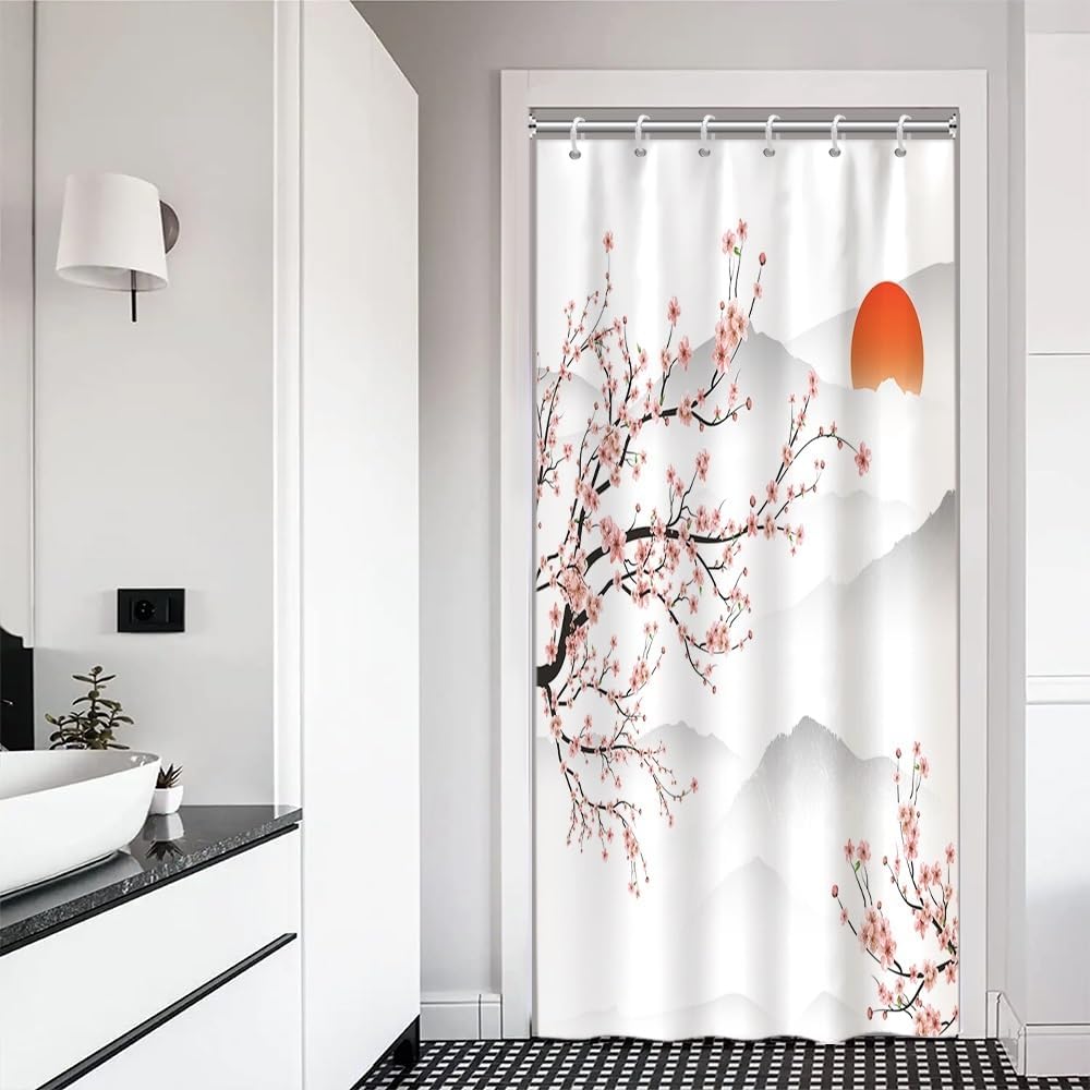 Green Bamboo Shower Curtain Bamboo 3D Printed Outdoor Bathroom Curtain Japanese Asian Zen Spa Spring Botanical Waterproof Fabric