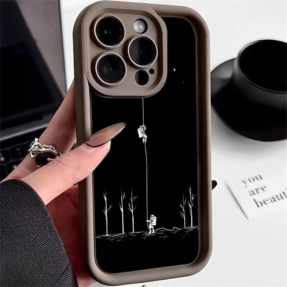 Ae97 Space Moon Astronaut Black art Защитные чехлы для телефонов для iPhone 13 14 15 Pro Max infinix Hot 40i Tecno Camon 30 20 Pro Angel Eyes Задняя крышка из ТПУ