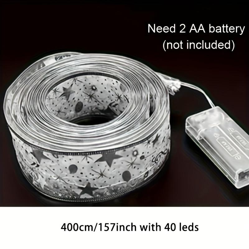 Рождественские гирлянды из лент, гирлянды из медной проволоки на батарейках, гирлянды из лент для рождественского и новогоднего декора