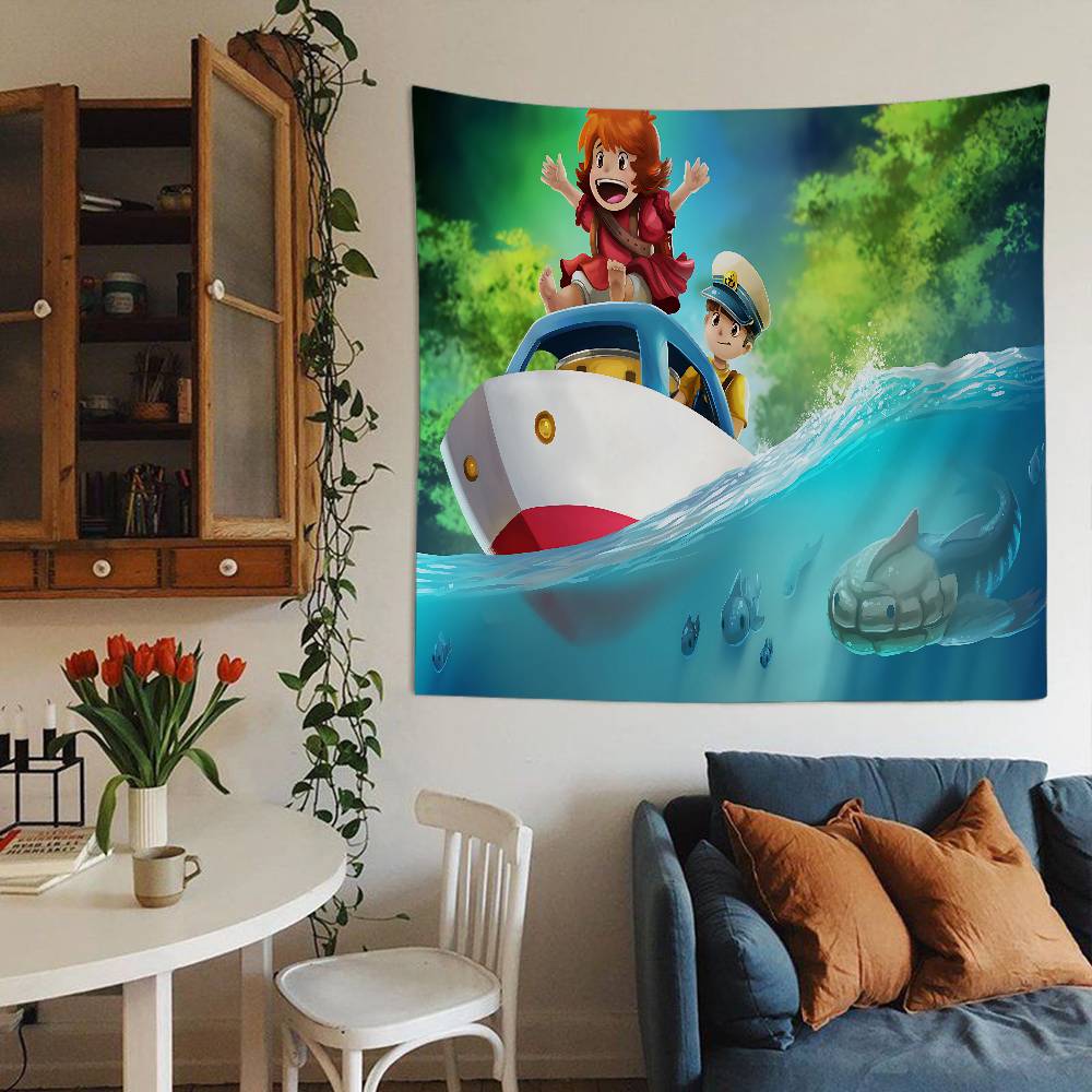 Cyte PPonyo Anime On The Cliffes Hanging Bohemian Tapestry Japanese Wall Tapestry Anime Kawaii Room Decor