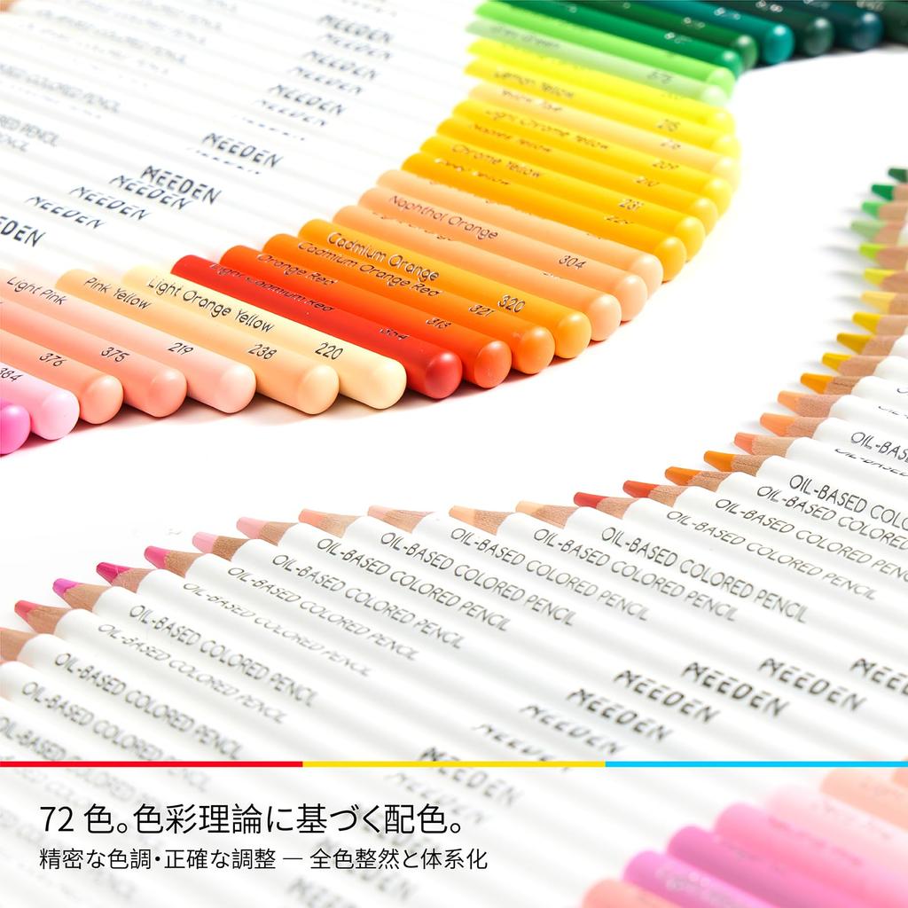 MEEDEN Colored Thick High Color Smooth Drawing Blends Beautifully Oil-Based Pencils, 72-Color Set, 3.8mm Lead, Break-Resistant, Payoff, Experience,