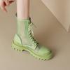 Sheepskin Round Toe Summer Boots Fashion Rivets Cross-tied Air Mesh Ankle Boots