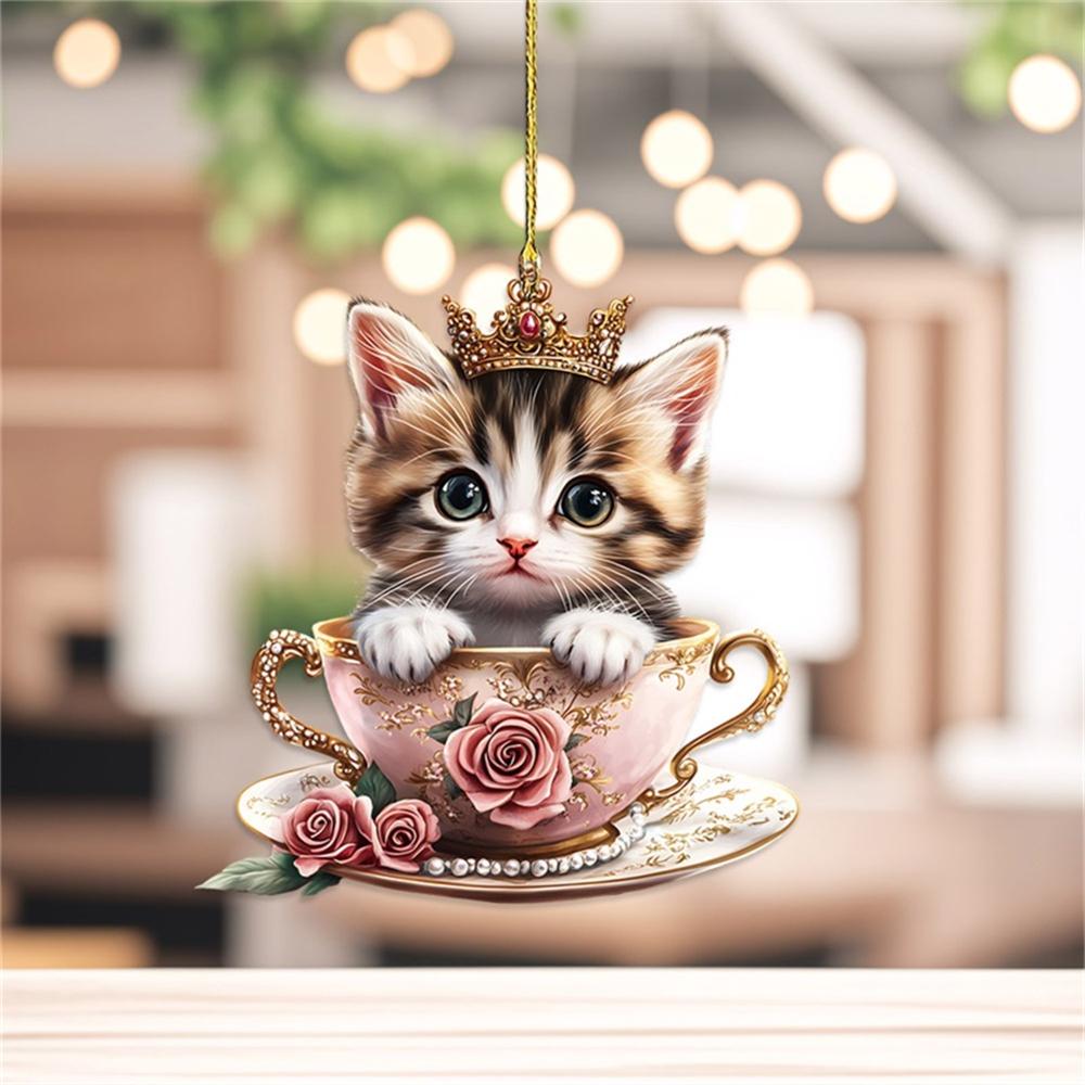 Cat and Dog Pendant, Acrylic Flat 2D Keychain, Car Rearview Mirror Pendant, Backpack Pendant, Valentine's Day, Christmas, Birthday Gift.