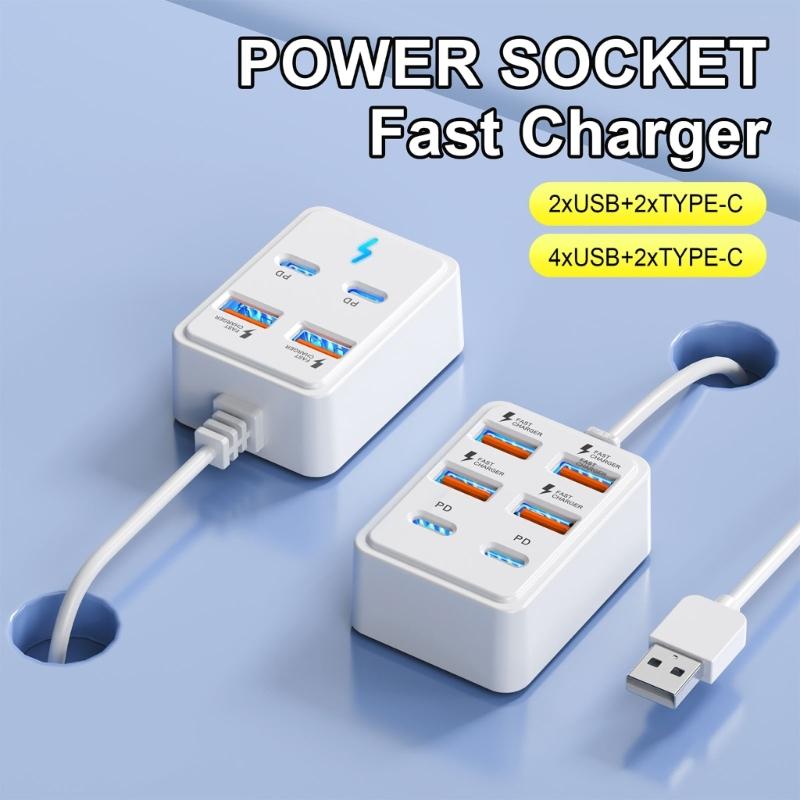 Разветвитель USB-зарядки на 4/6 портов с передачей данных и Power Delivery для телефонов, планшетов, ноутбуков