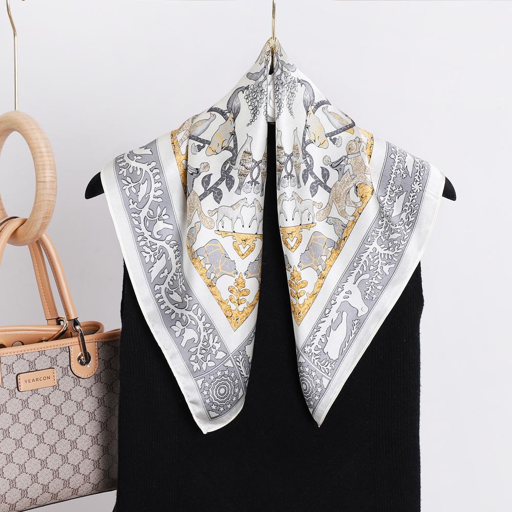 Spring And Summer Satin Long Scarf For Women Sunscreen Shawl Fashionable Beauty Scene Satin Long Scarf Versatile Travel Scarf