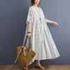 Винтажные женские повседневные свободные длинные платья из хлопка с коротким рукавом большого размера