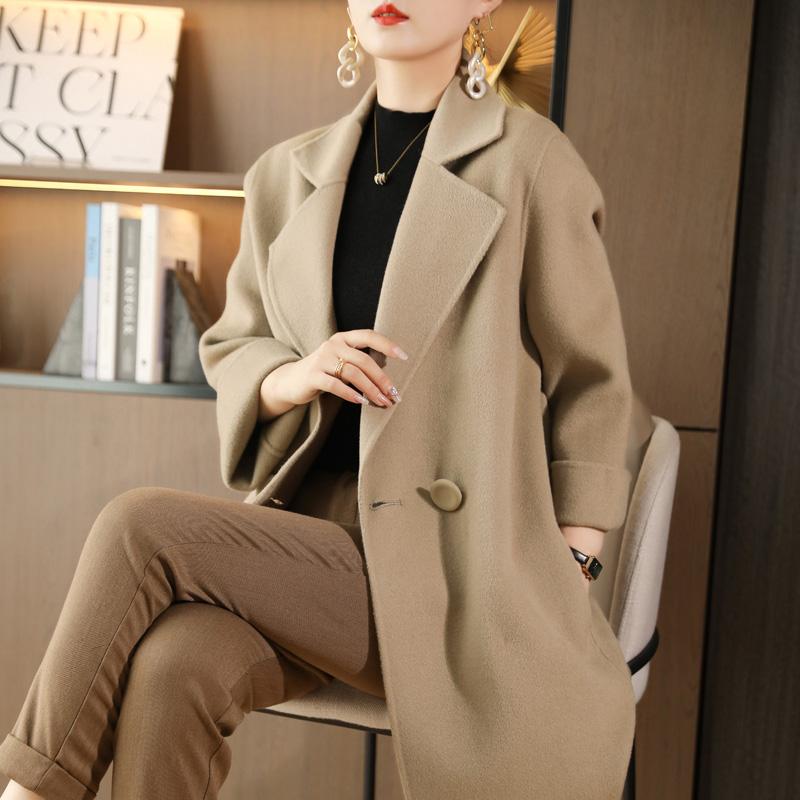 Женское пальто из 100% шерсти TIDENOVEL Осеннее шерстяное длинное пальто Ручной работы Пальто-бушлат Зимняя теплая шерстяная длинная куртка Пальто