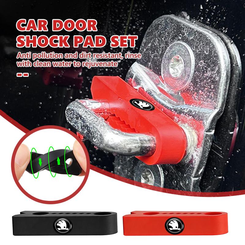For Skoda Car Logo Door Lock Shock Absorber Pad Buffer Accessories Kamiq MK3 Roomster Rapid Kodiaq Karoq Fabia Enyaq