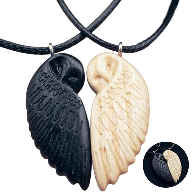 Деревянные подвески в виде совы - парное ожерелье в подарок, 2 шт., парное ожерелье-головоломка в виде совы, ожерелье с кулоном в виде совы, парное ожерелье для него и для нее