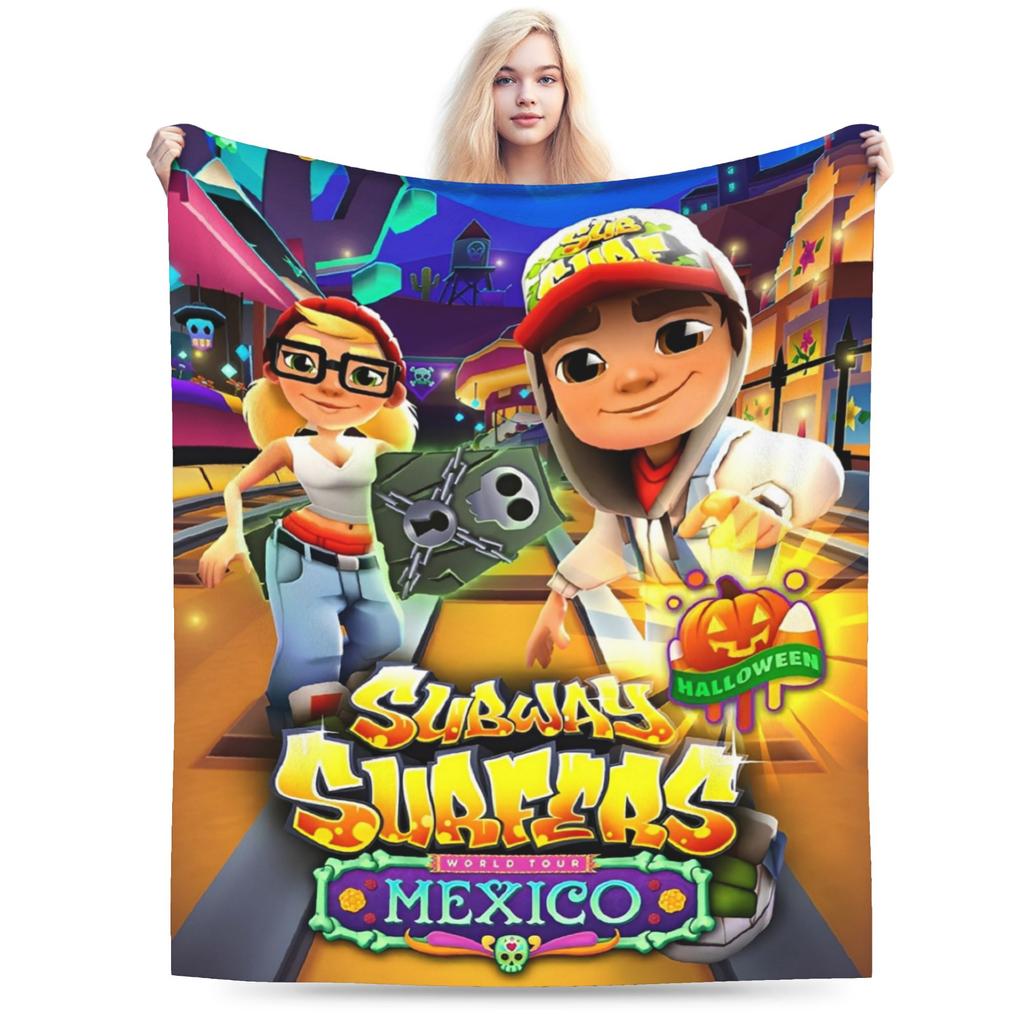 Пледы для видеоигры Y2K Subway Surfers Ультрамягкие фланелевые пледы для отдыха Машинная стирка