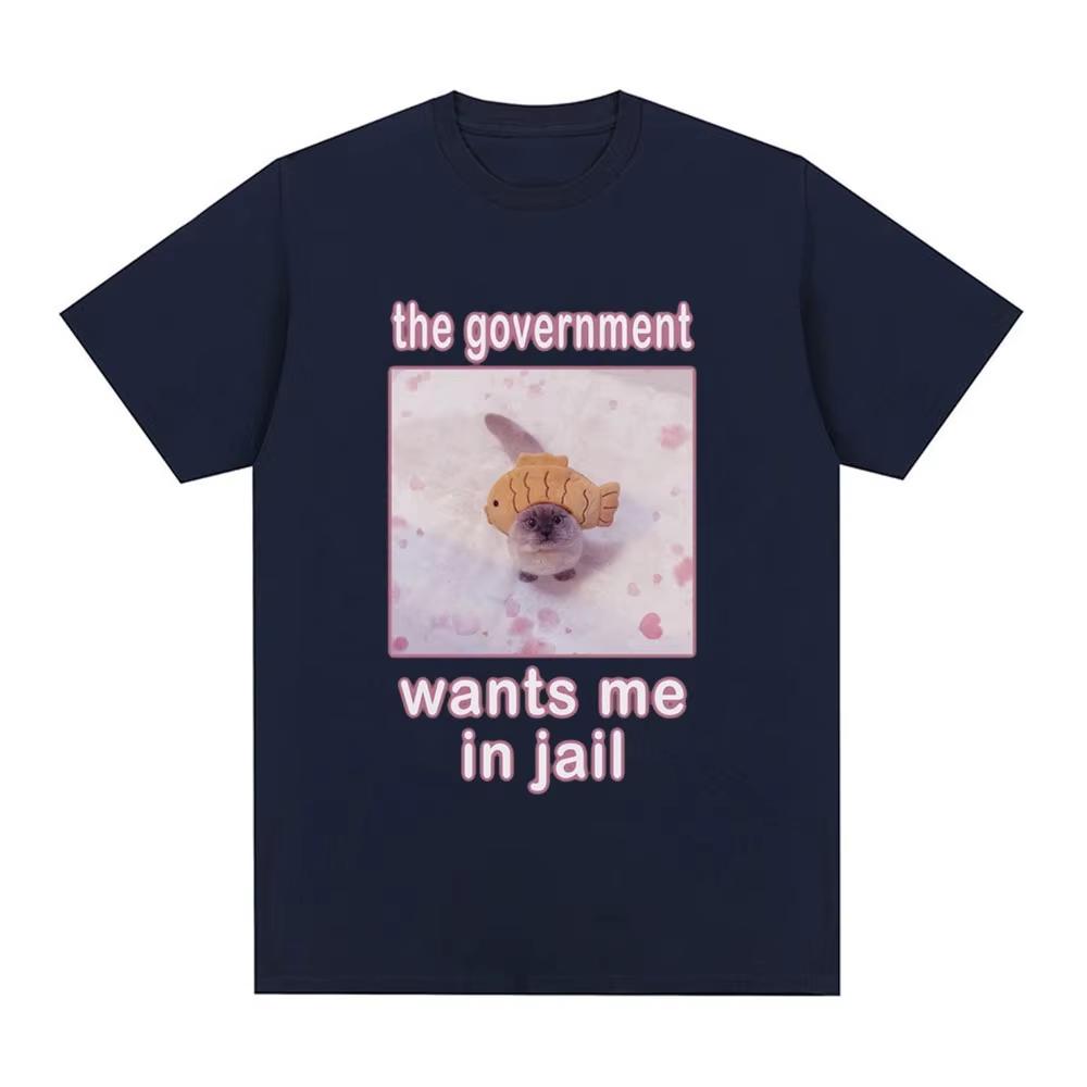 The GovernUnisext Wants Me in Jail Funnt Cat Meme T Shirts Unisexs Womens Fashion Harajuku Cotton Tee Unisex Streetwear Tops