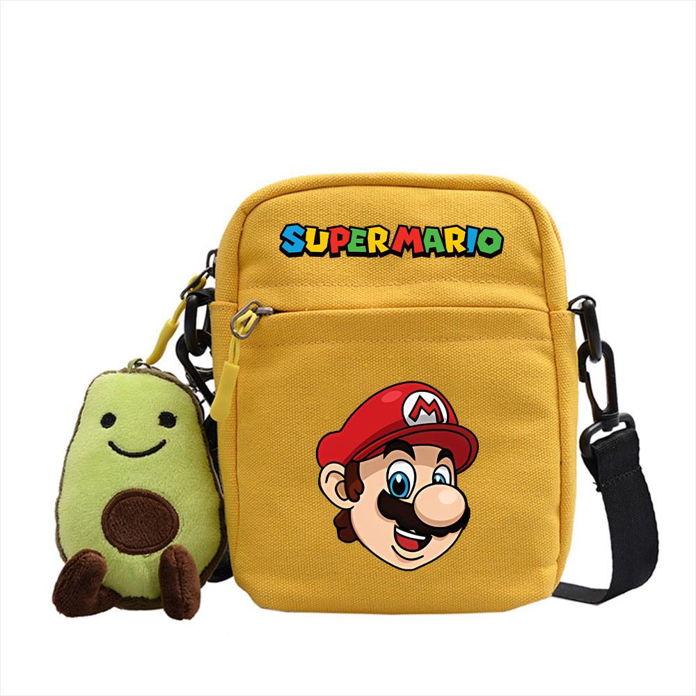 Канвасная сумка через плечо Super Mario Bros с карманами на молнии для школы и повседневного использования
