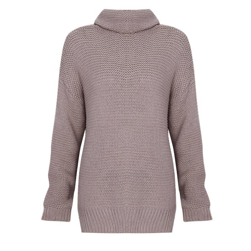 Женский осенне-зимний трикотажный свитер-водолазка с длинными рукавами и толстым воротом