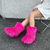 Imitation Raccoon Fur Plush Snow Boots Bag Head Warm Fluffy Fluffy Hot Girl