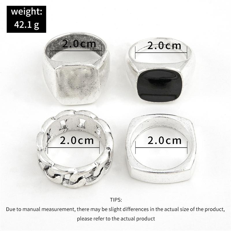 Мужской винтажный металлический набор колец на палец из 4 предметов в стиле панк-хип-хоп
