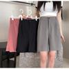 Весенние и летние брюки с 5-точечным ремешком, простые повседневные шорты для костюма, женские свободные повседневные брюки в корейском стиле с высокой талией и широкими штанинами